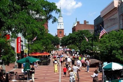 burlington vermont church street marketplace vt market cities downtown urban small amenities hippest hippie hip pop things place places dinner